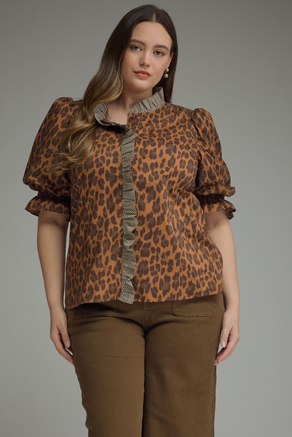 Leopard Puff Sleeve Top