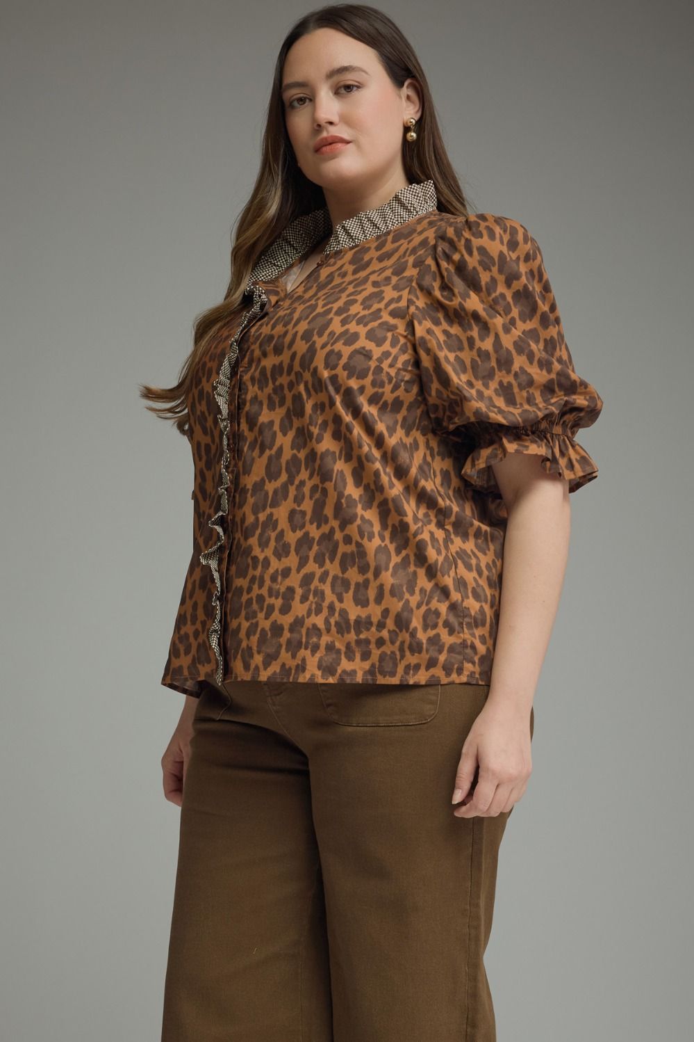 Leopard Puff Sleeve Top