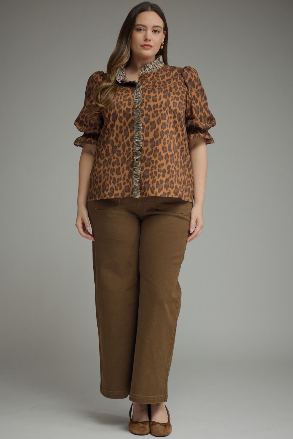 Leopard Puff Sleeve Top