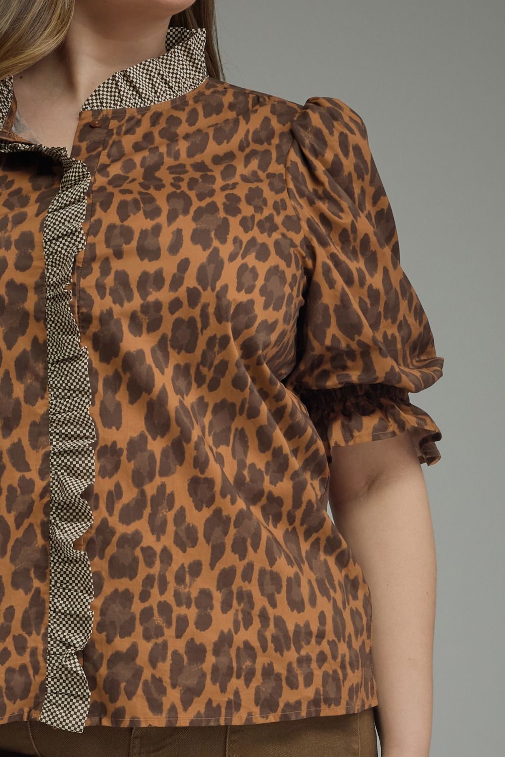 Leopard Puff Sleeve Top