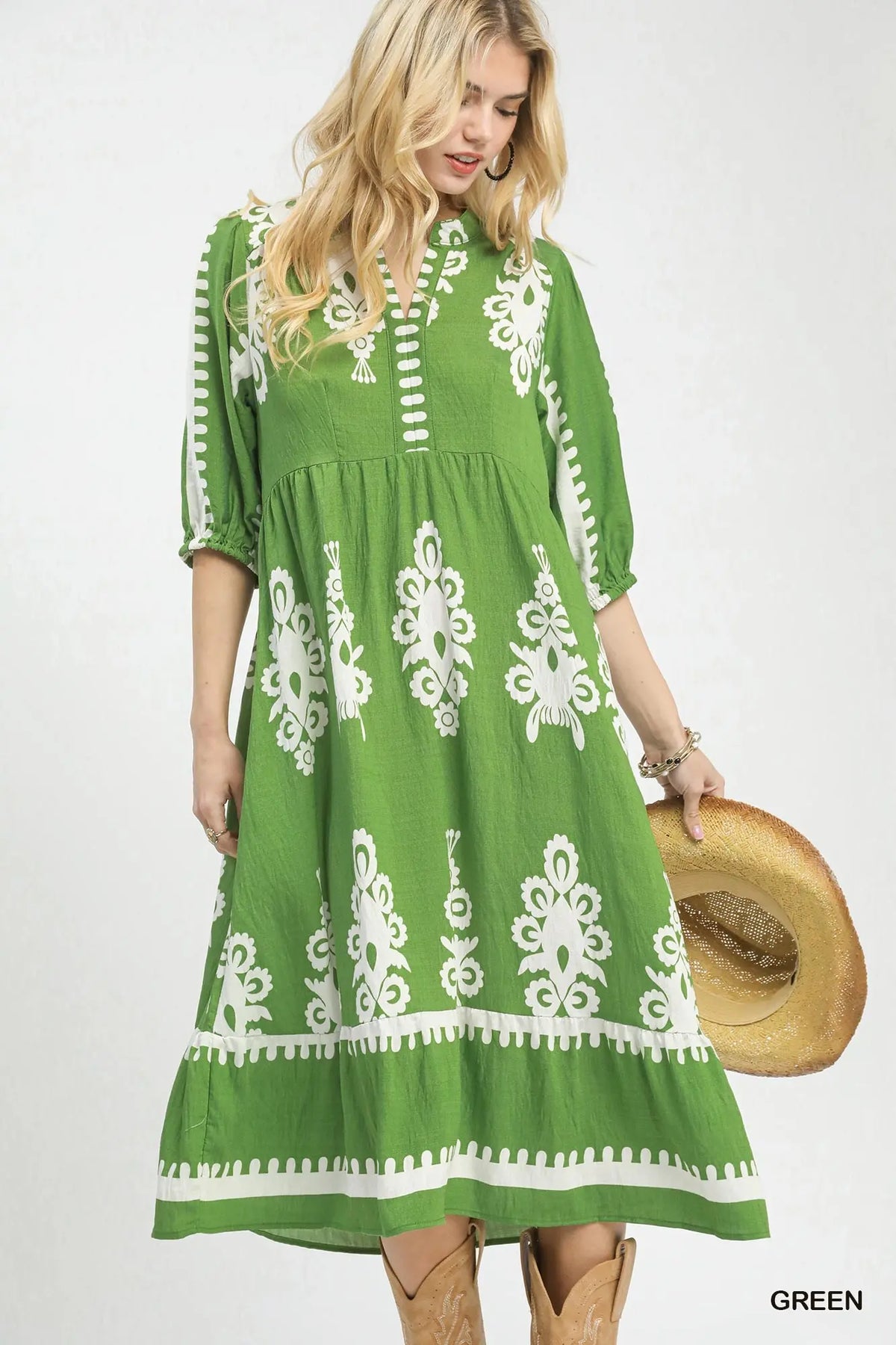 Abstract Print Midi Dress