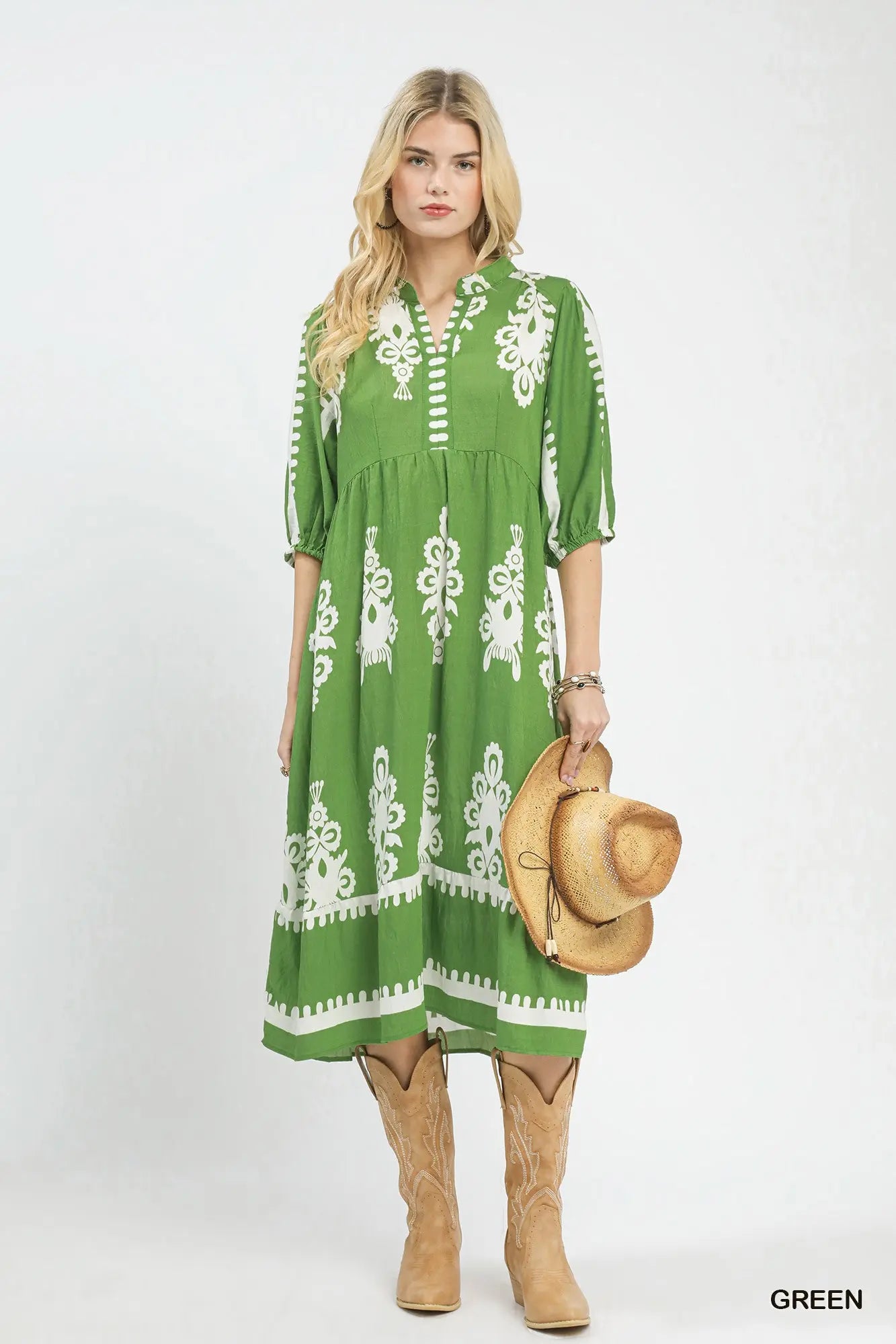 Abstract Print Midi Dress