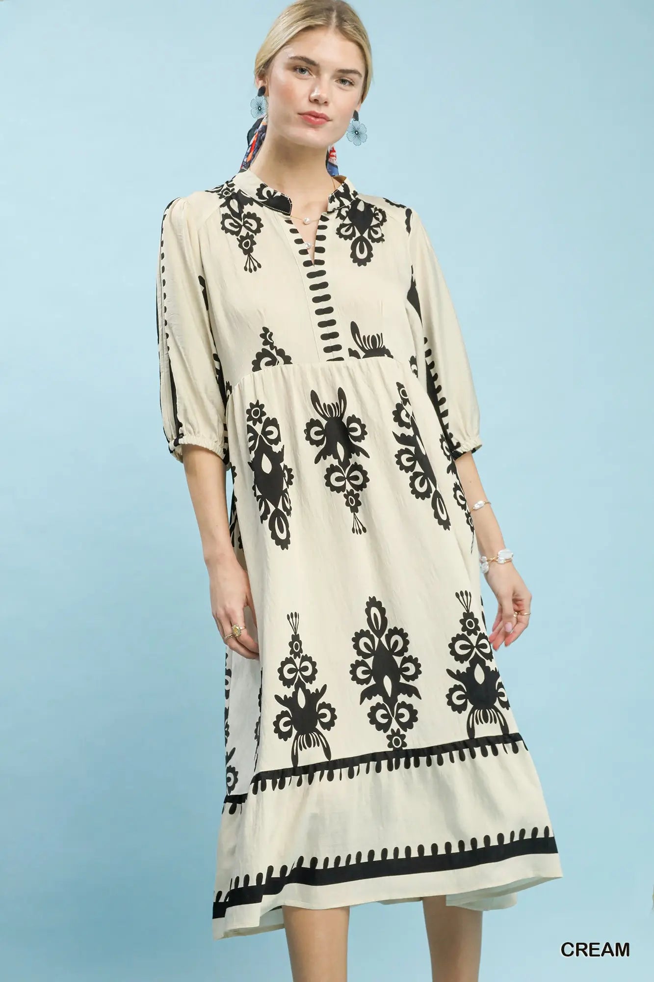 Abstract Print Midi Dress