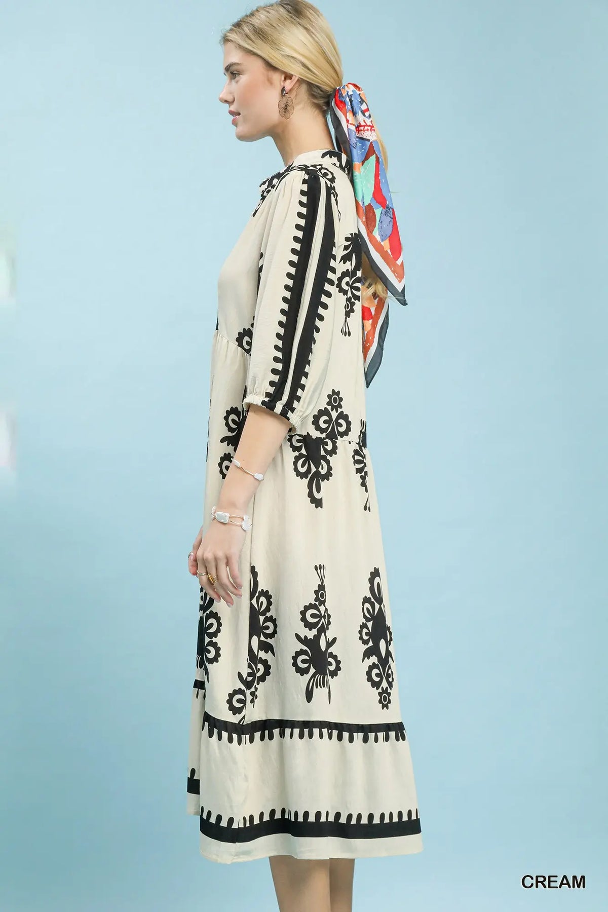 Abstract Print Midi Dress