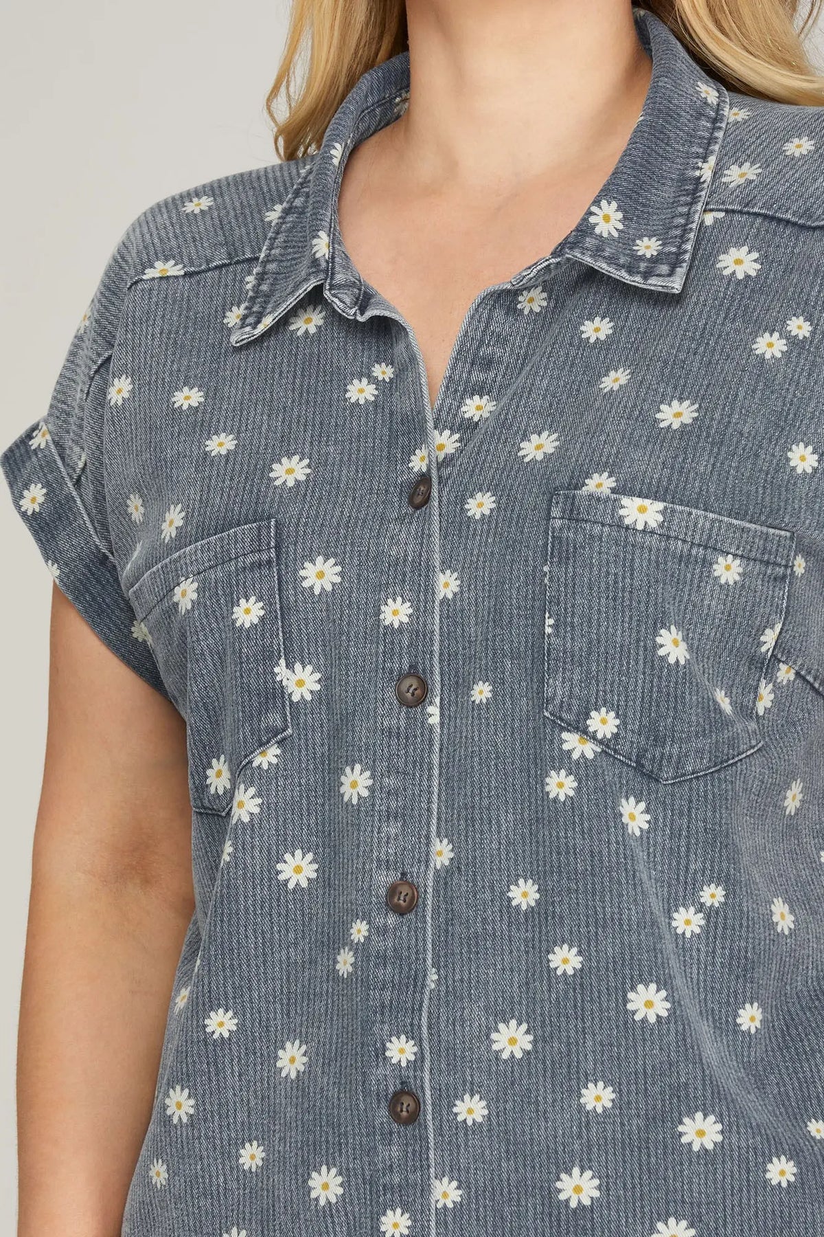 Flower Print Denim Shirt Dress
