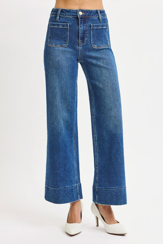 High Rise Crop Patch Pocket Jean