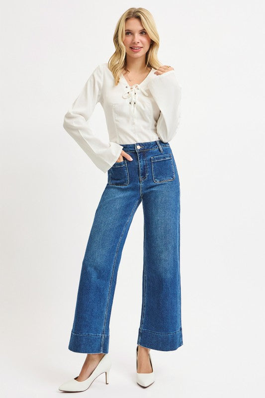 High Rise Crop Patch Pocket Jean