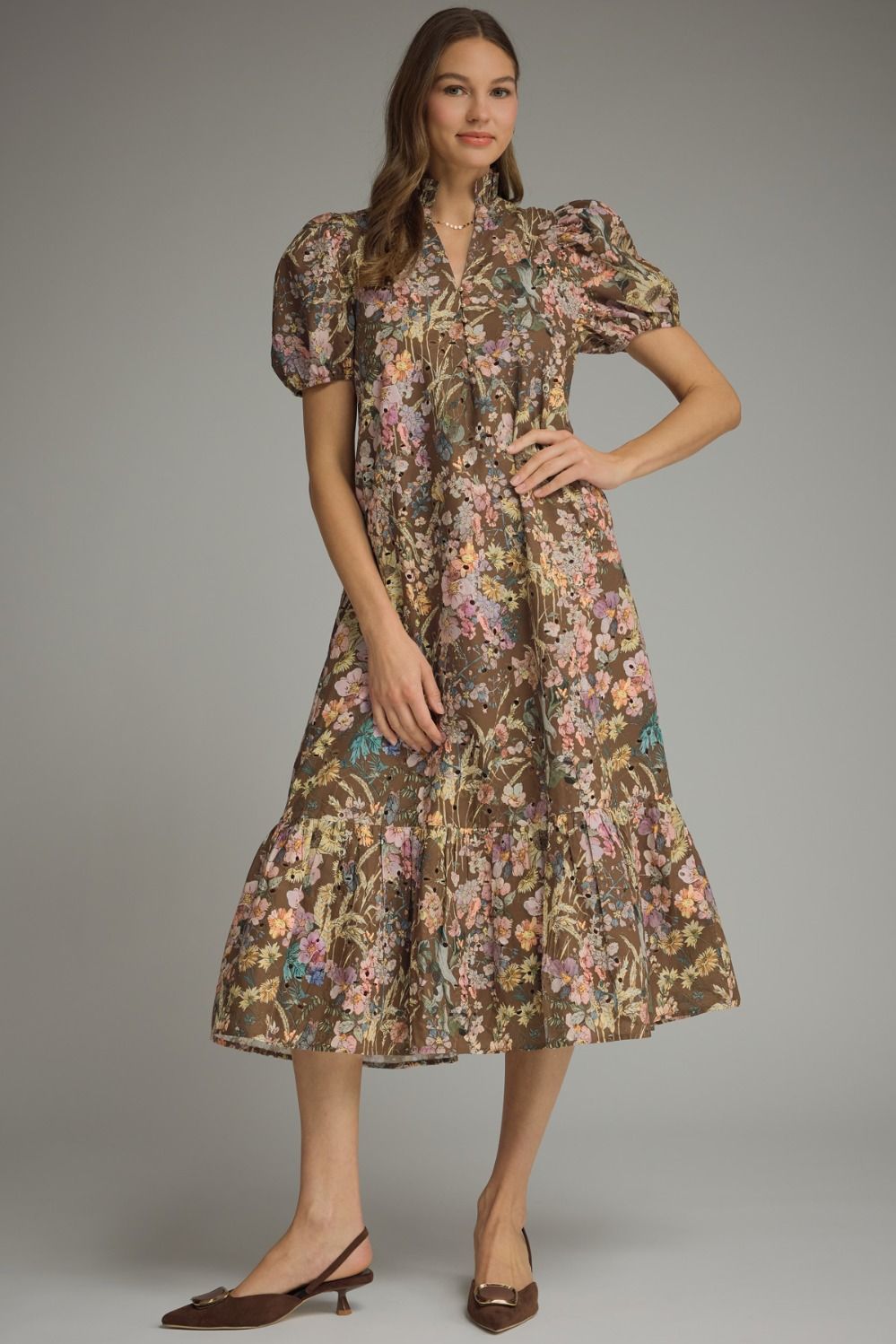 Floral Eyelet Midi Dress