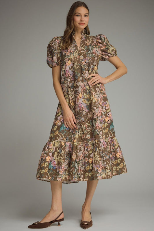 Floral Eyelet Midi Dress