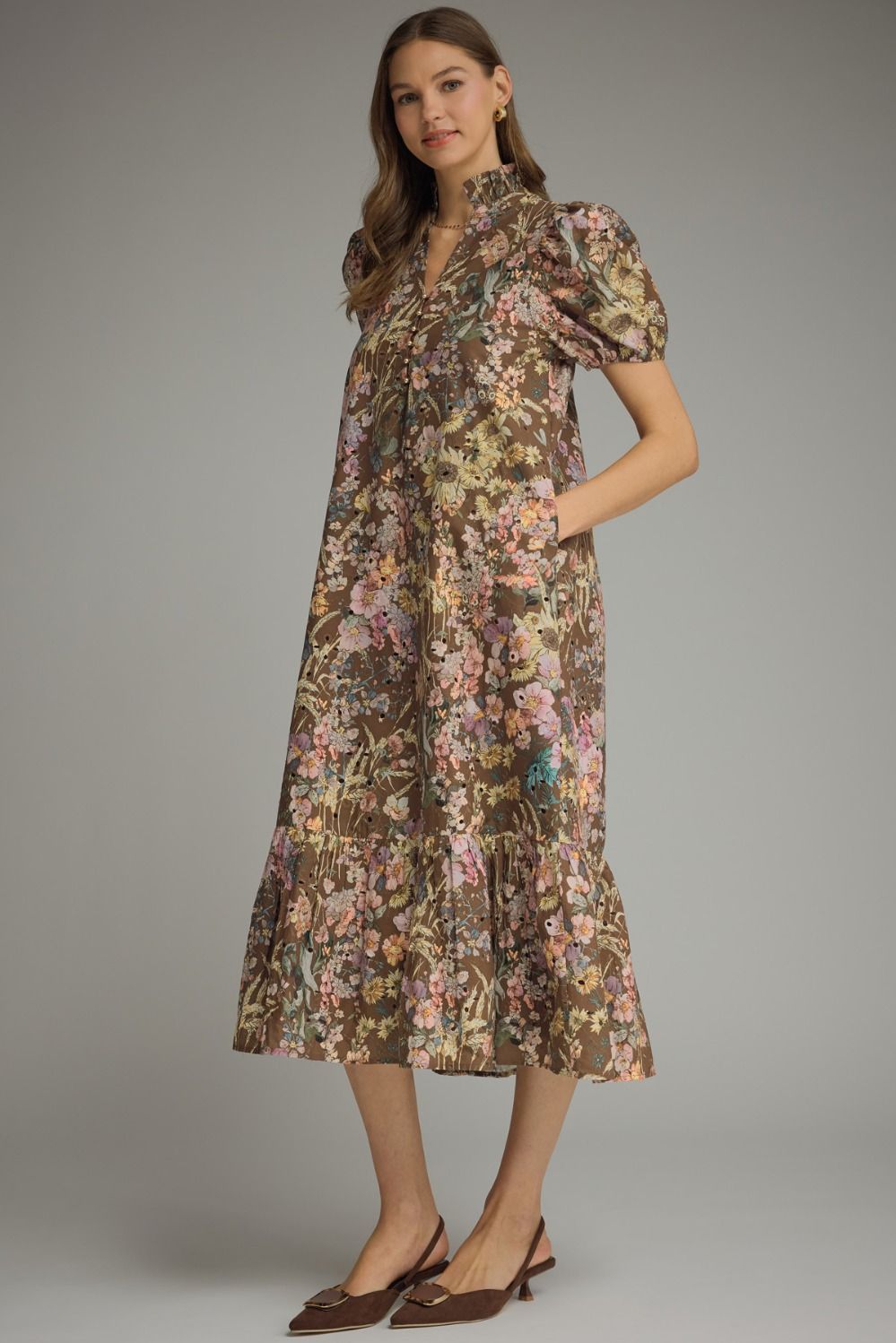 Floral Eyelet Midi Dress