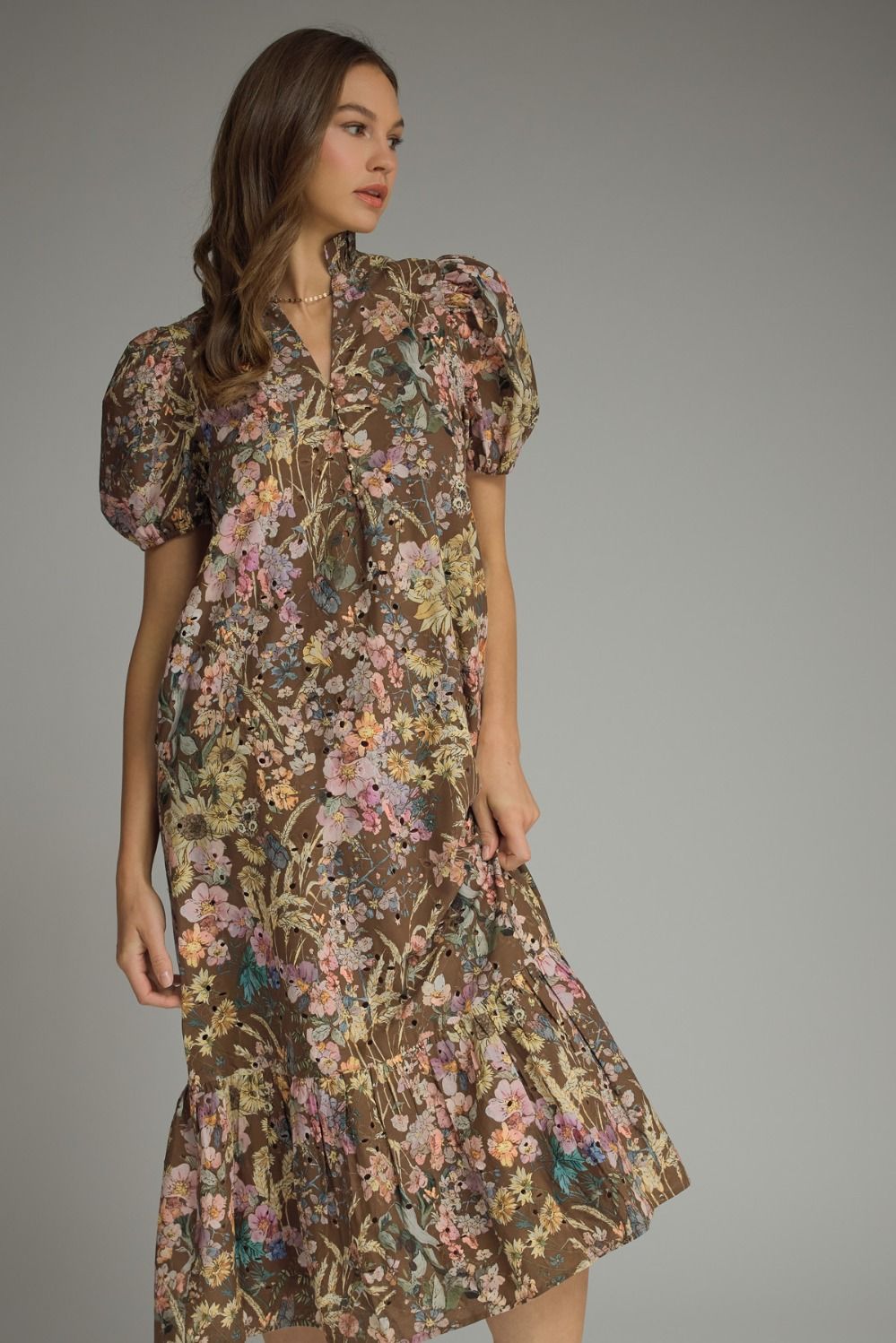 Floral Eyelet Midi Dress