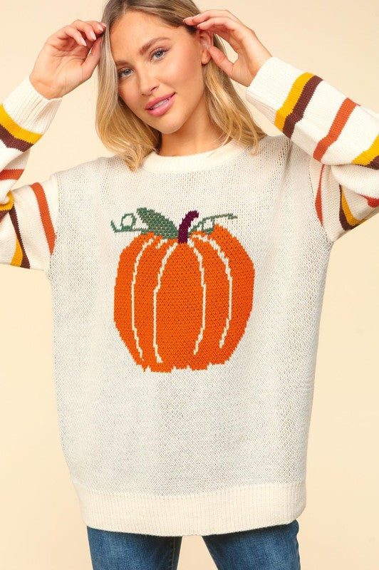 Pumpkin Jacquard Oversized Knit Sweater