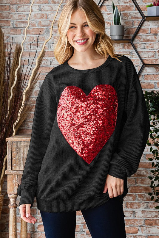 Ribbed Heart Long Sleeve