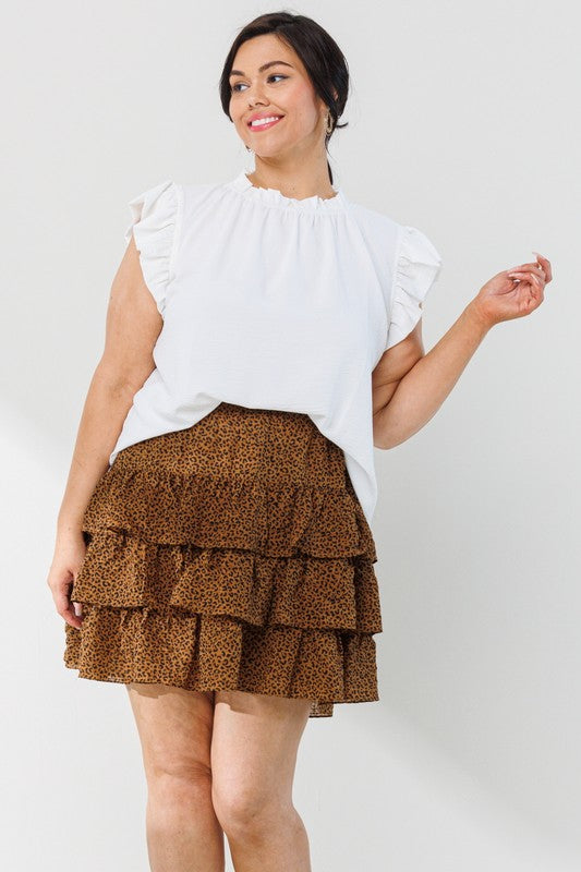 Leopard Woven Tiered Mini Skirt