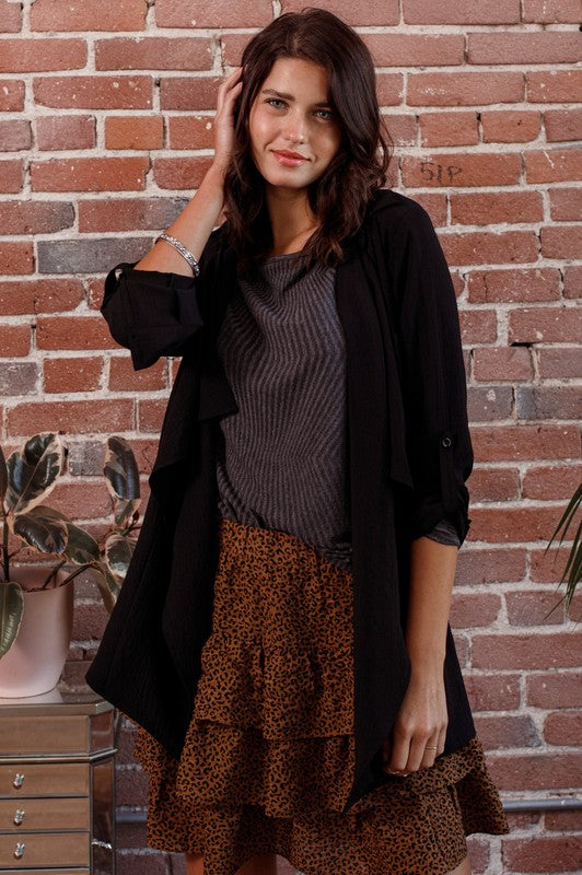 Leopard Woven Tiered Mini Skirt
