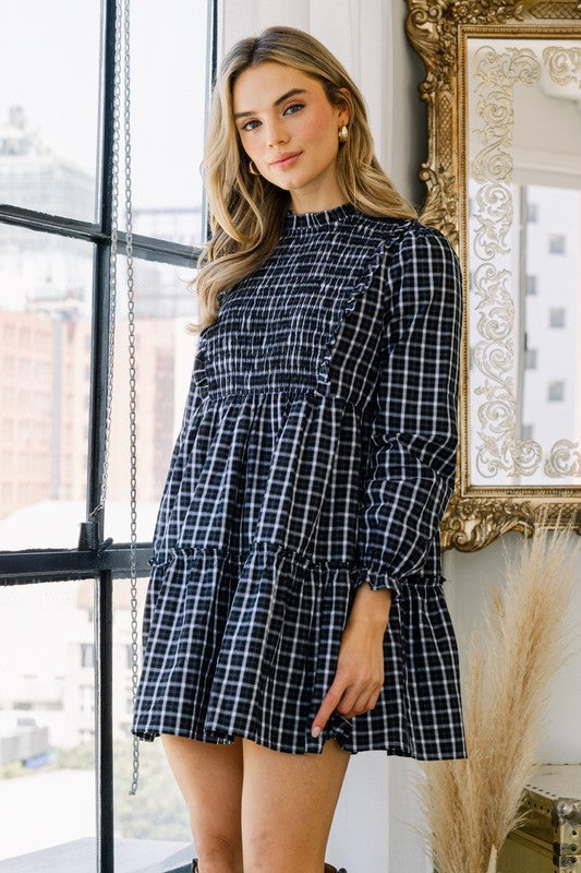 Plaid Babydoll Mini Dress