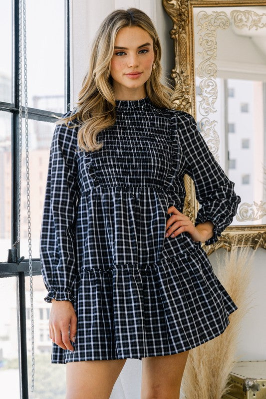 Plaid Babydoll Mini Dress