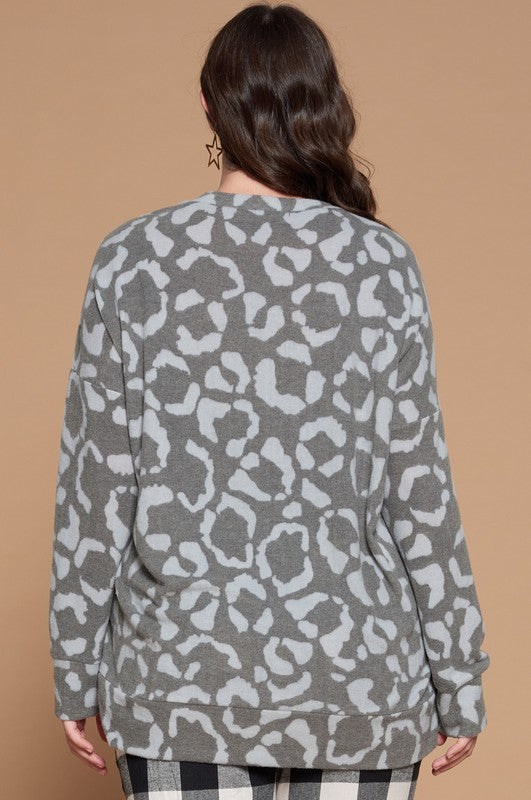 Leopard Printed Hacci Knit Top