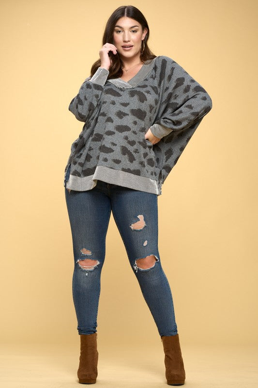 Animal Print Reversible Oversized Top
