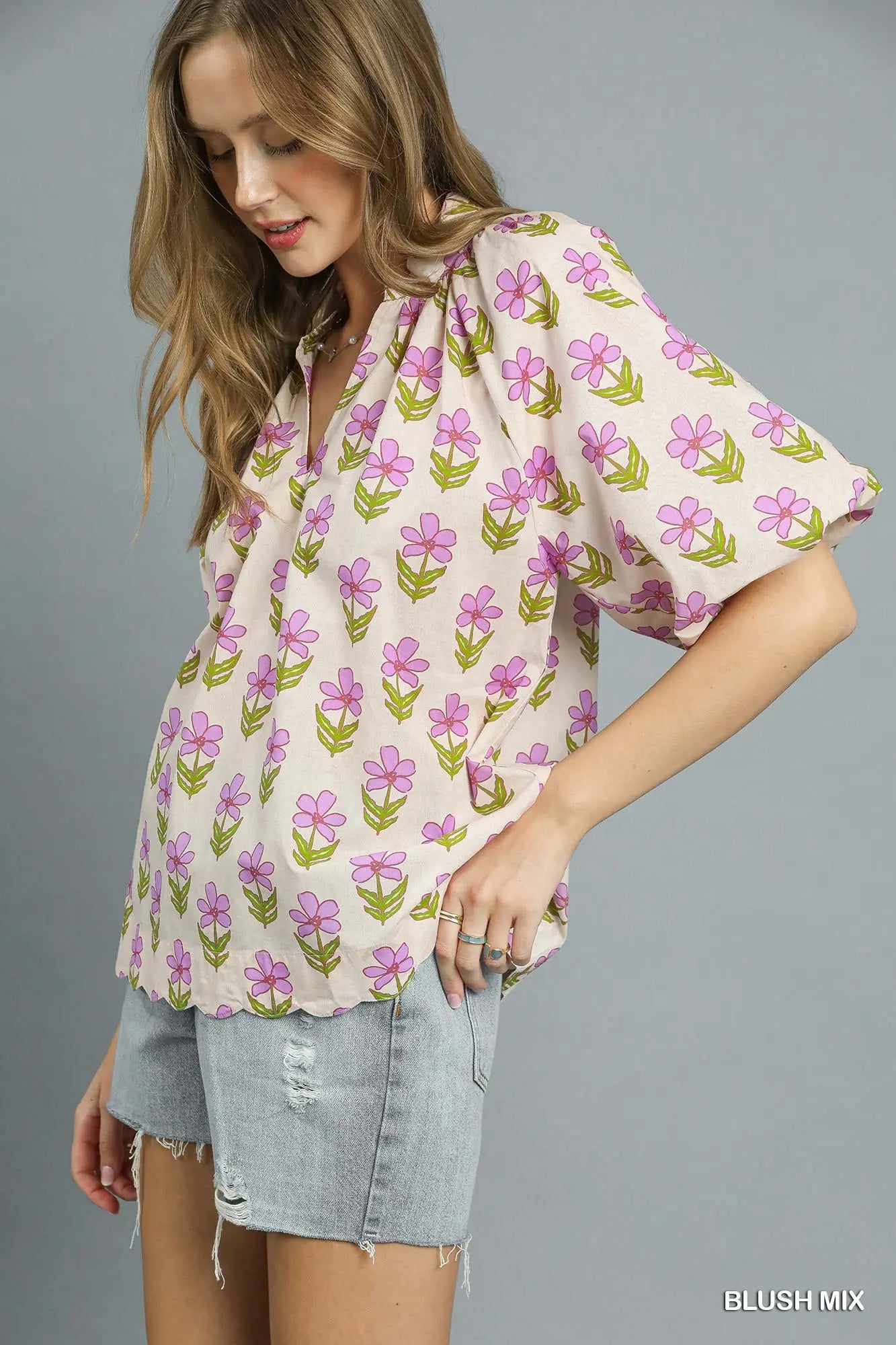 Floral Puff Sleeve Blouse