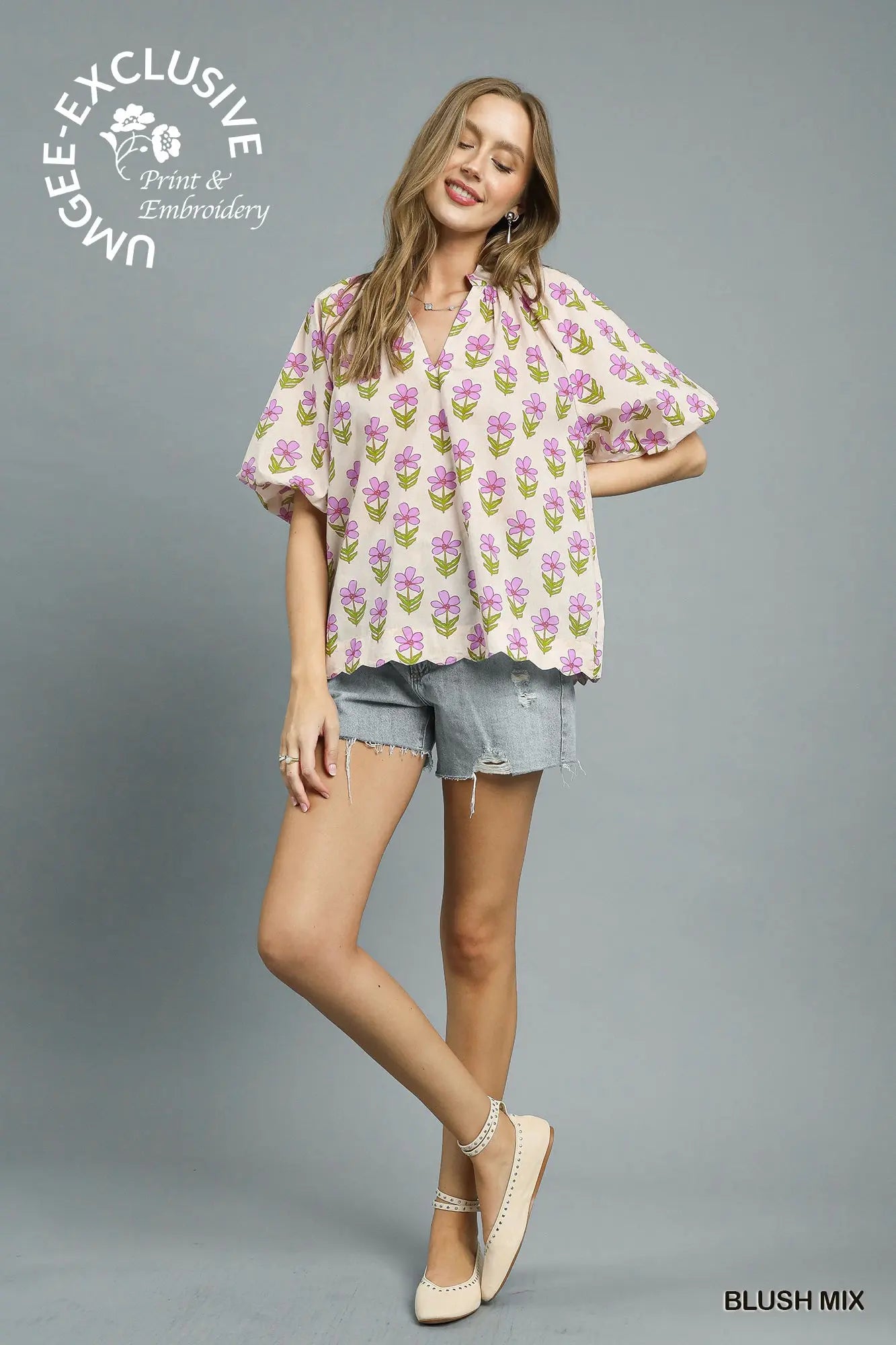 Floral Puff Sleeve Blouse