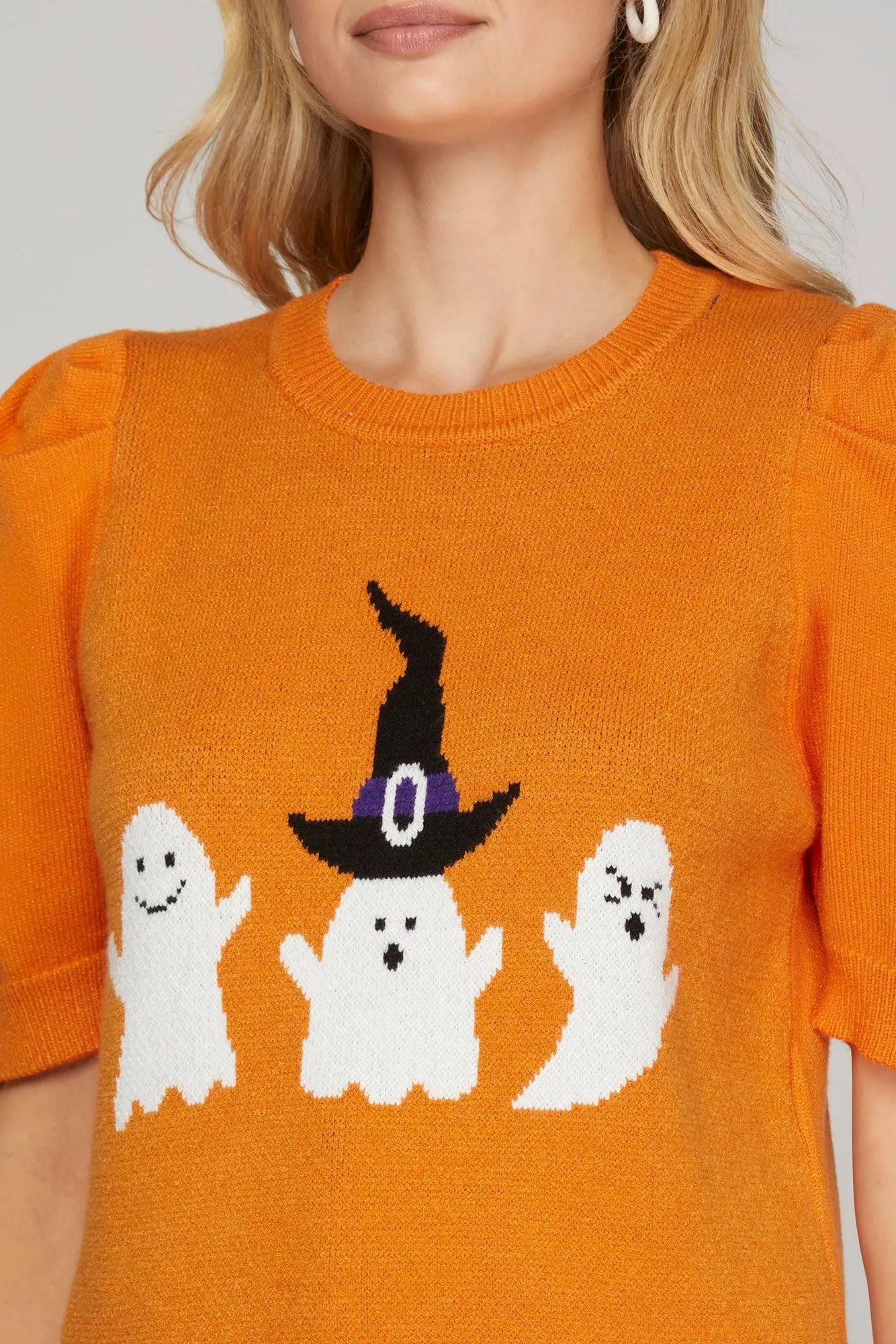 Short Sleeve Halloween Sweater Top