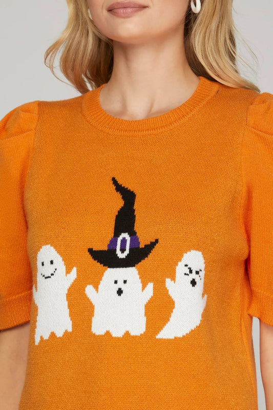 Short Sleeve Halloween Sweater Top