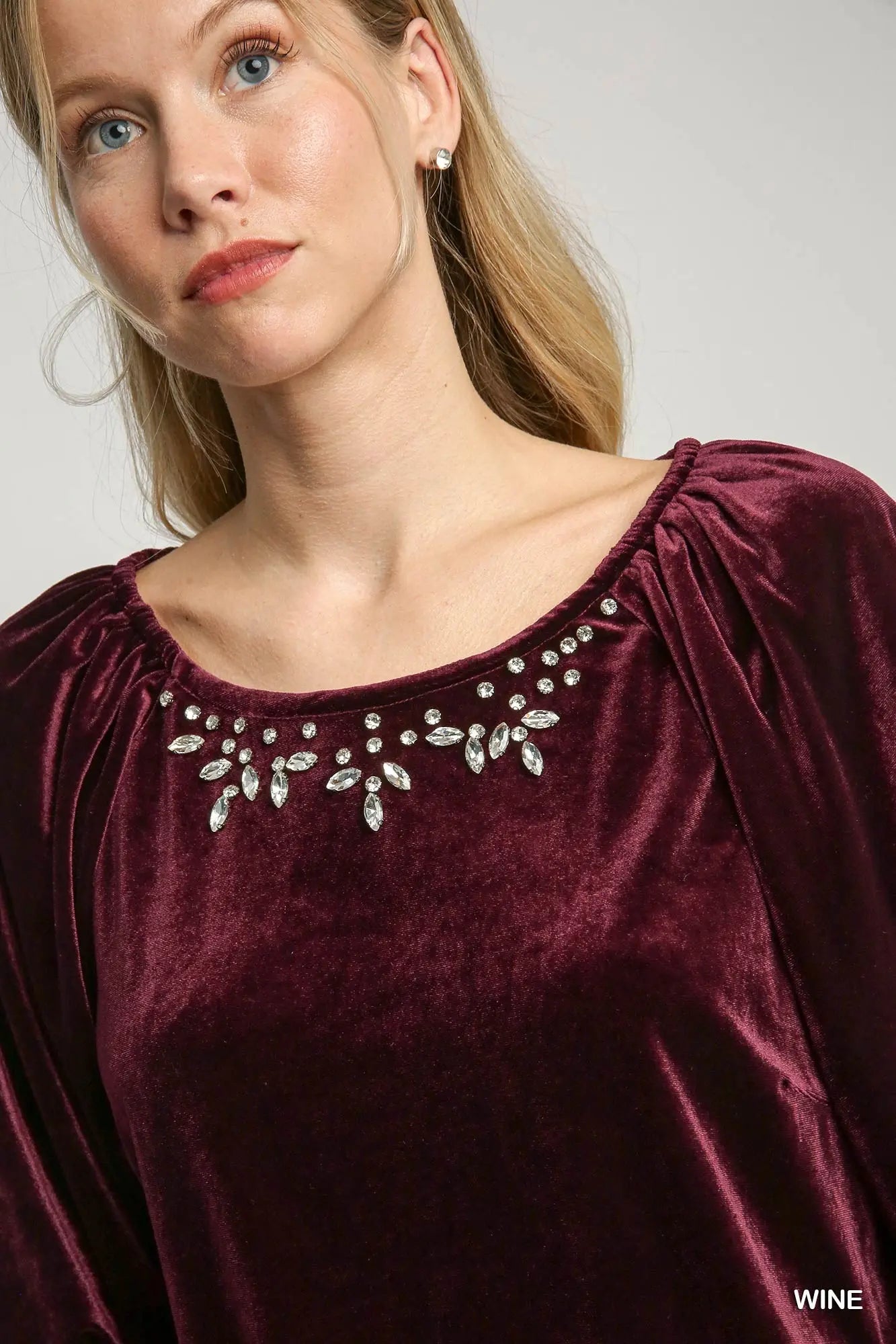 Velvet Top with Rhinestone Detail