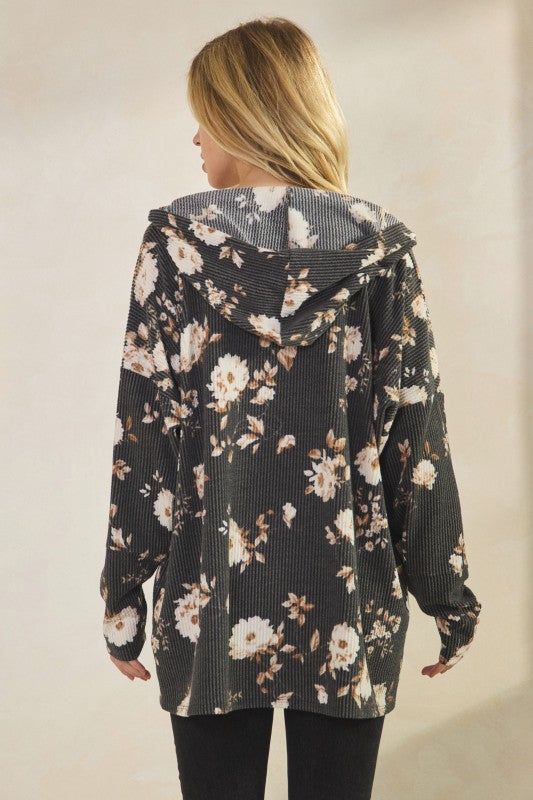 Long Sleeve Floral Urban Ribbed Top