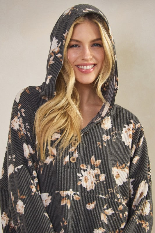 Long Sleeve Floral Urban Ribbed Top