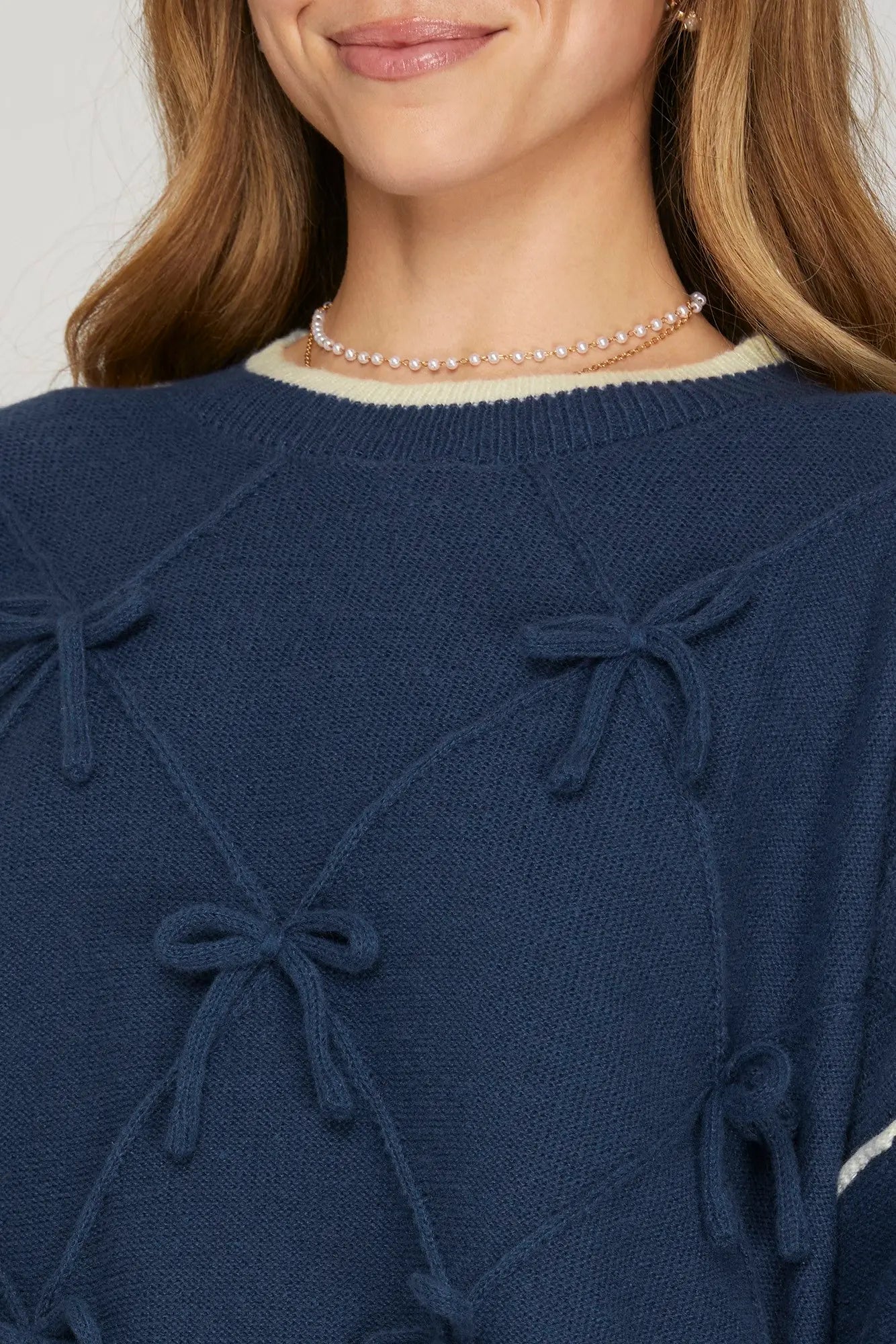 Long Sleeve Bow Sweater Top
