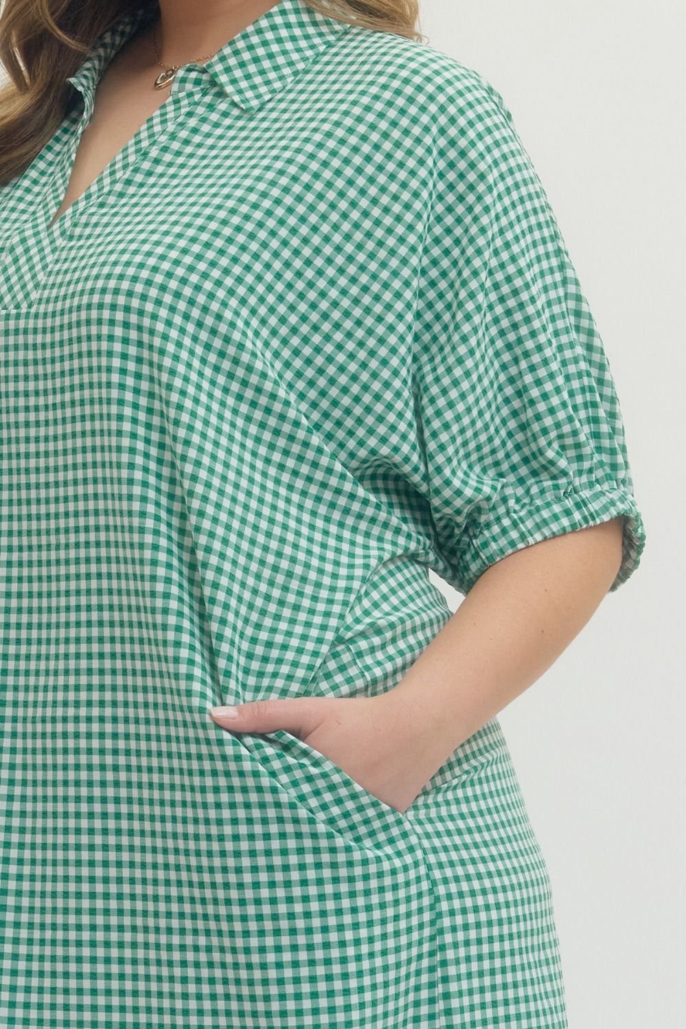 Gingham Short Sleeve Midi Dress