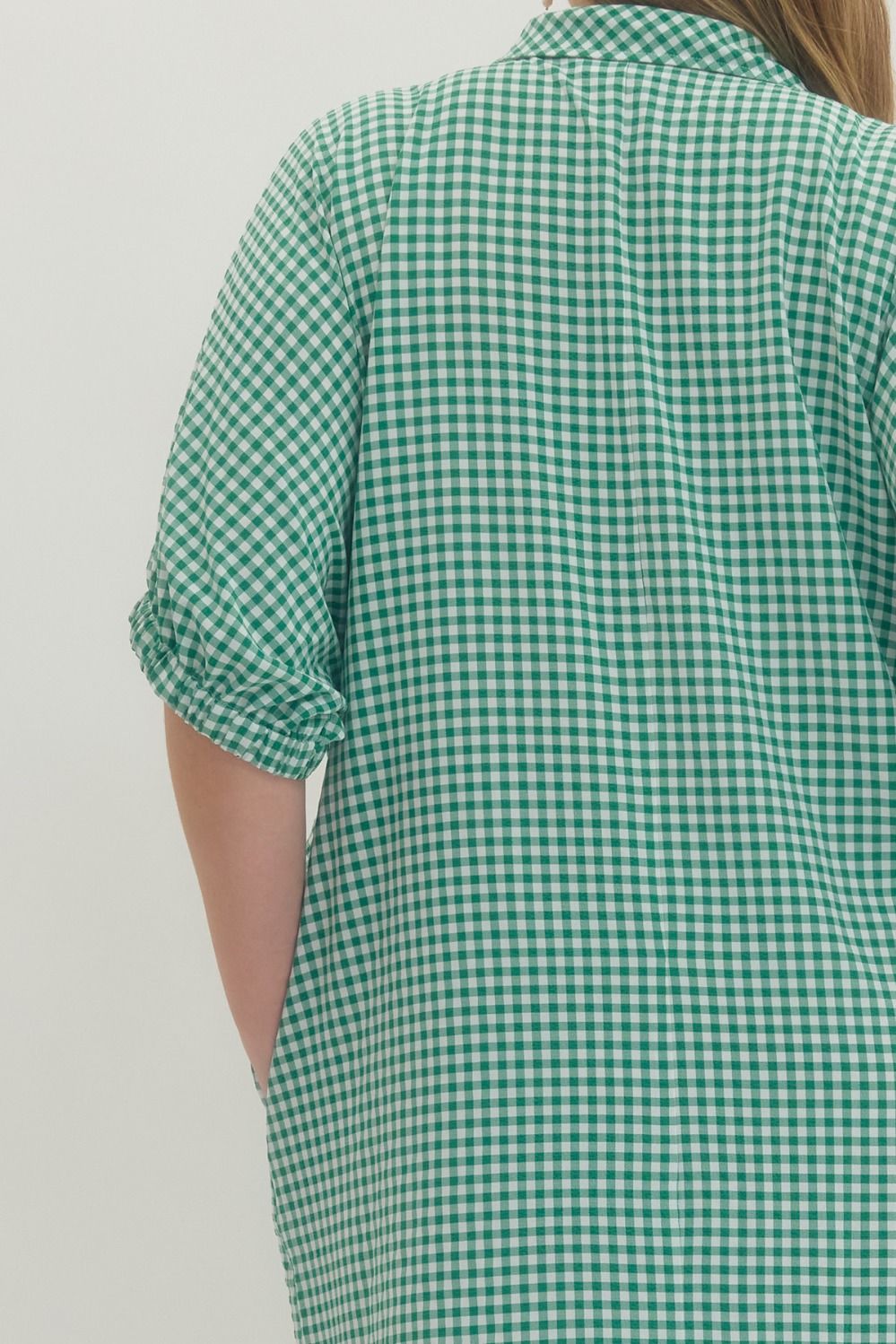 Gingham Short Sleeve Midi Dress