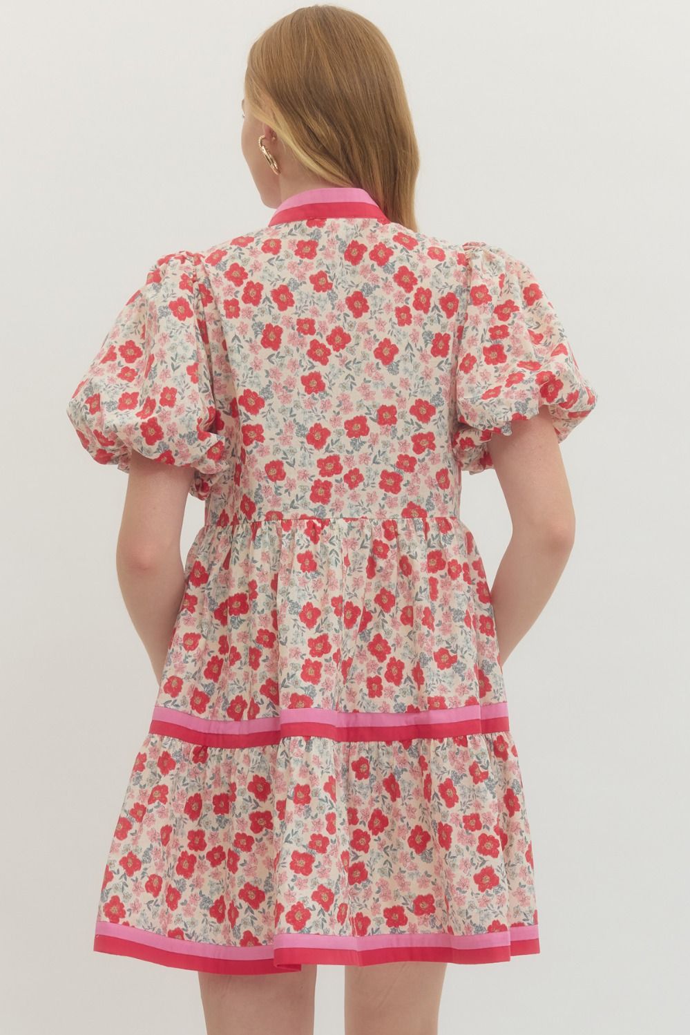 Floral Print Puff Sleeve Mini Dress