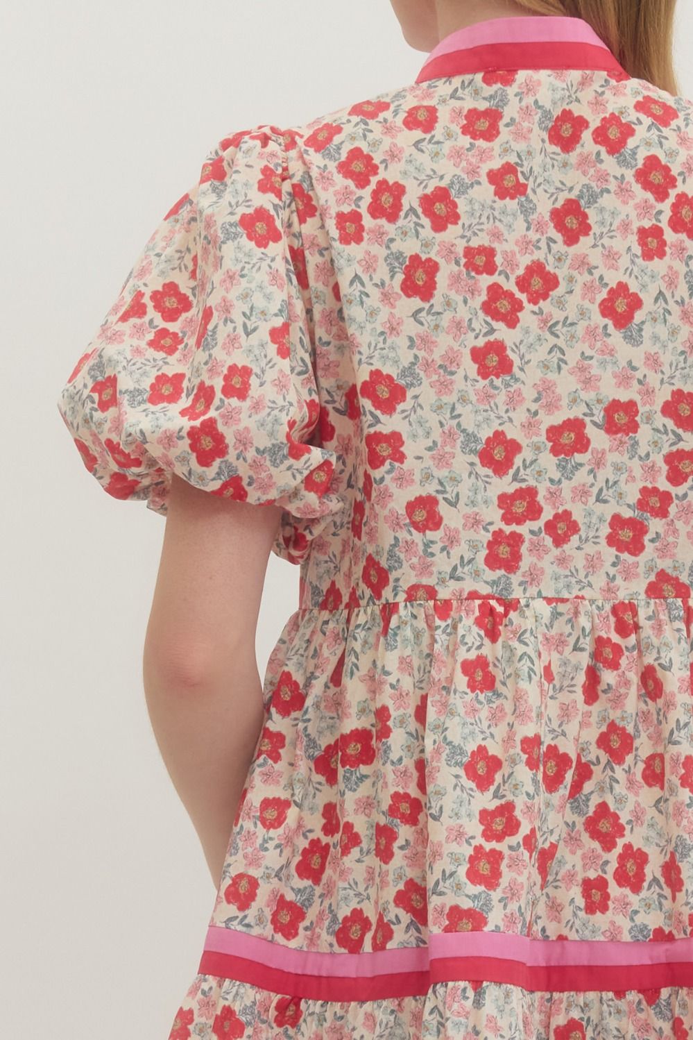 Floral Print Puff Sleeve Mini Dress