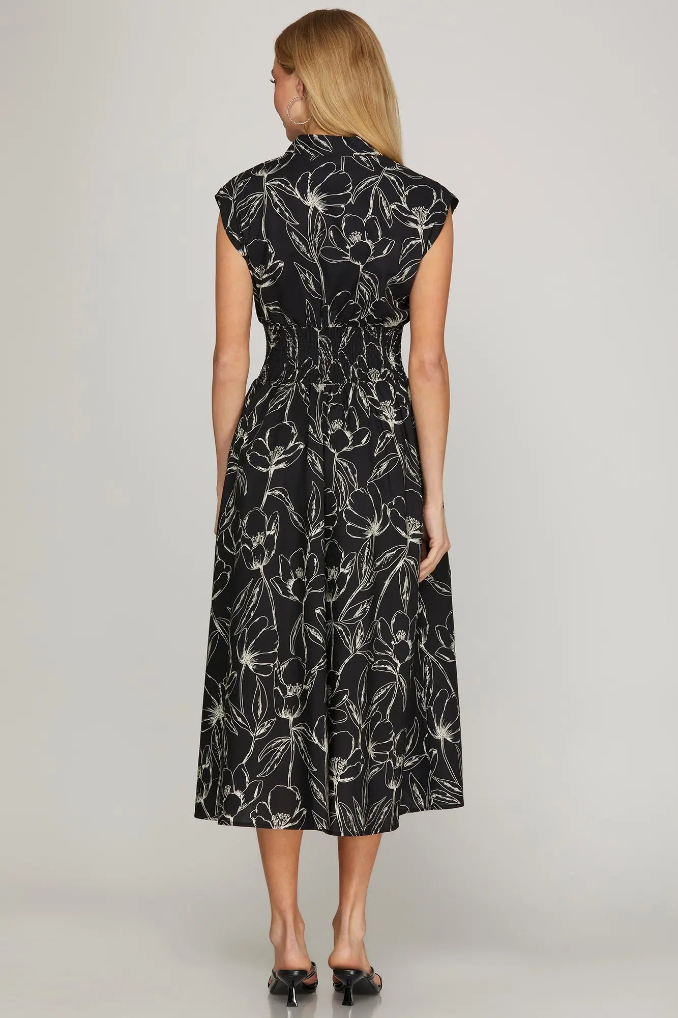 Drop Shoulder Printed Midi Dress
