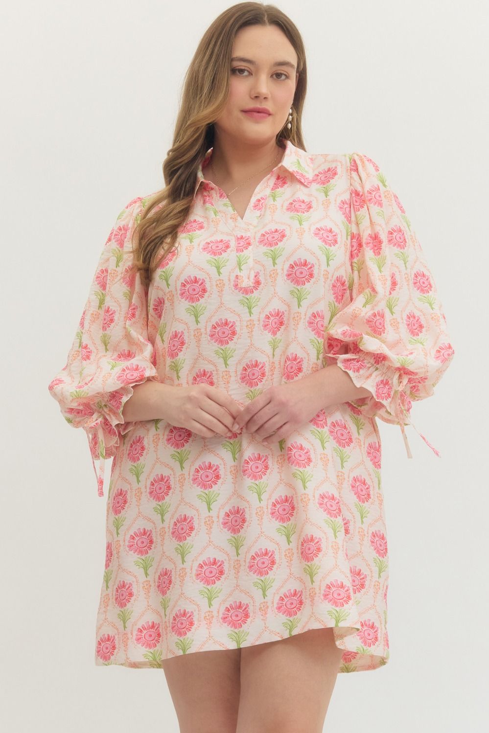 Floral Dress 3/4 Sleeve Mini Dress