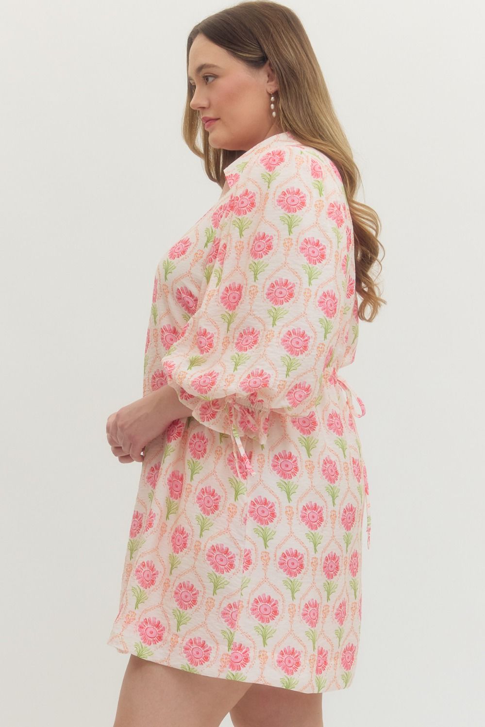 Floral Dress 3/4 Sleeve Mini Dress