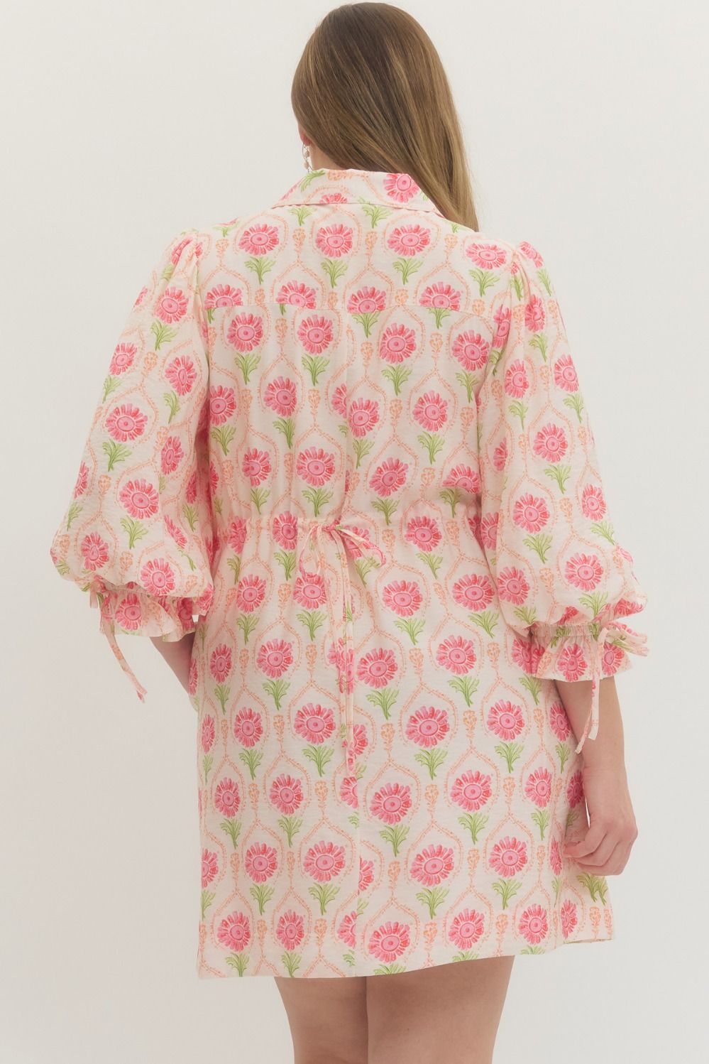 Floral Dress 3/4 Sleeve Mini Dress