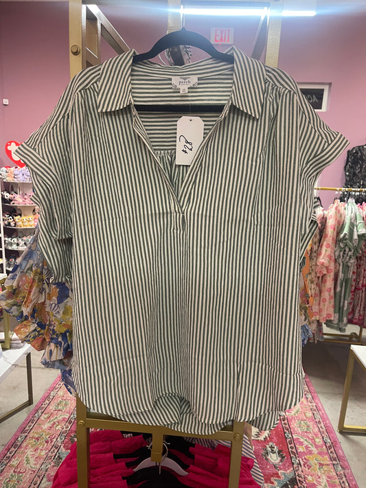 Green Striped Top