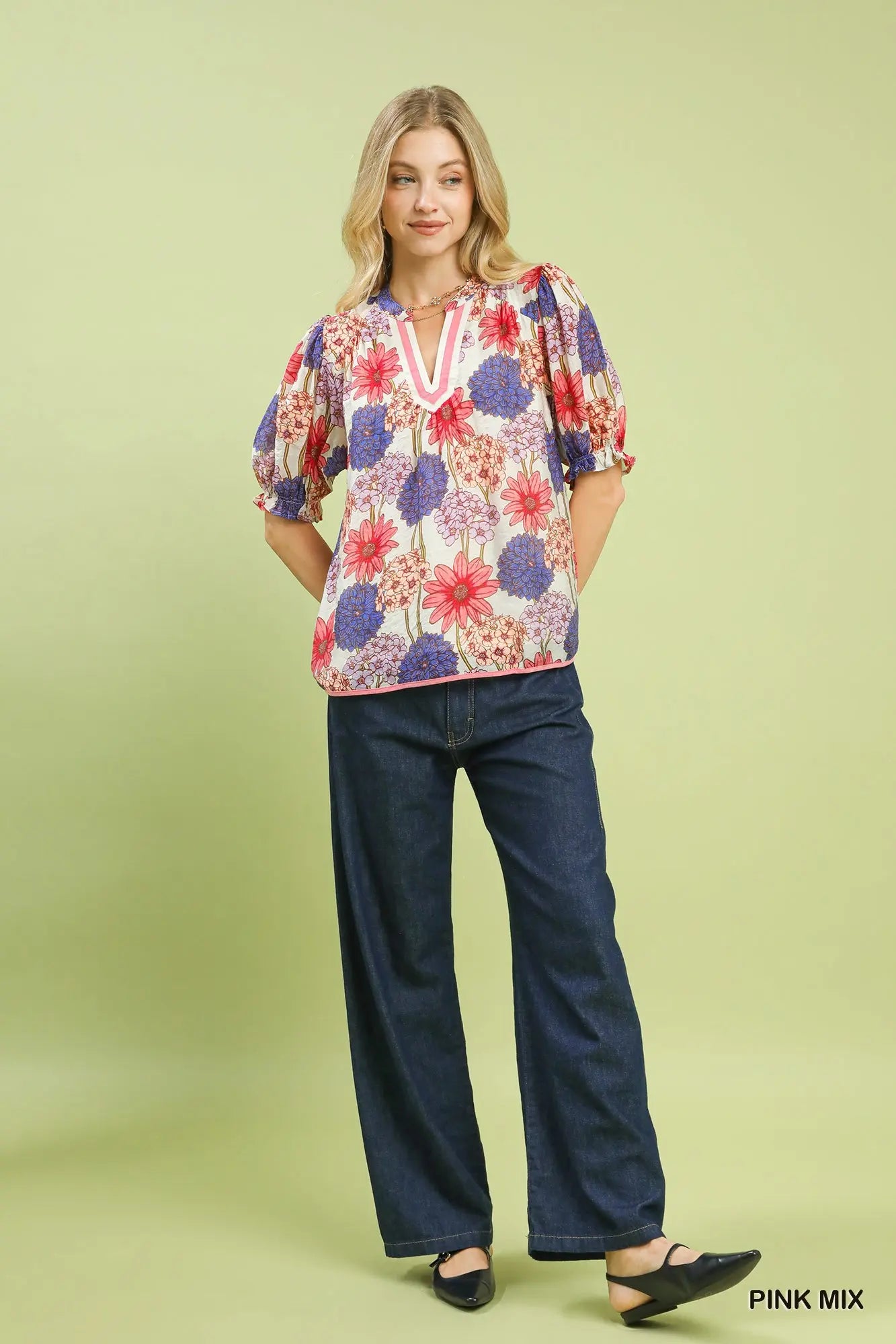 Floral Print Puff Sleeve Top