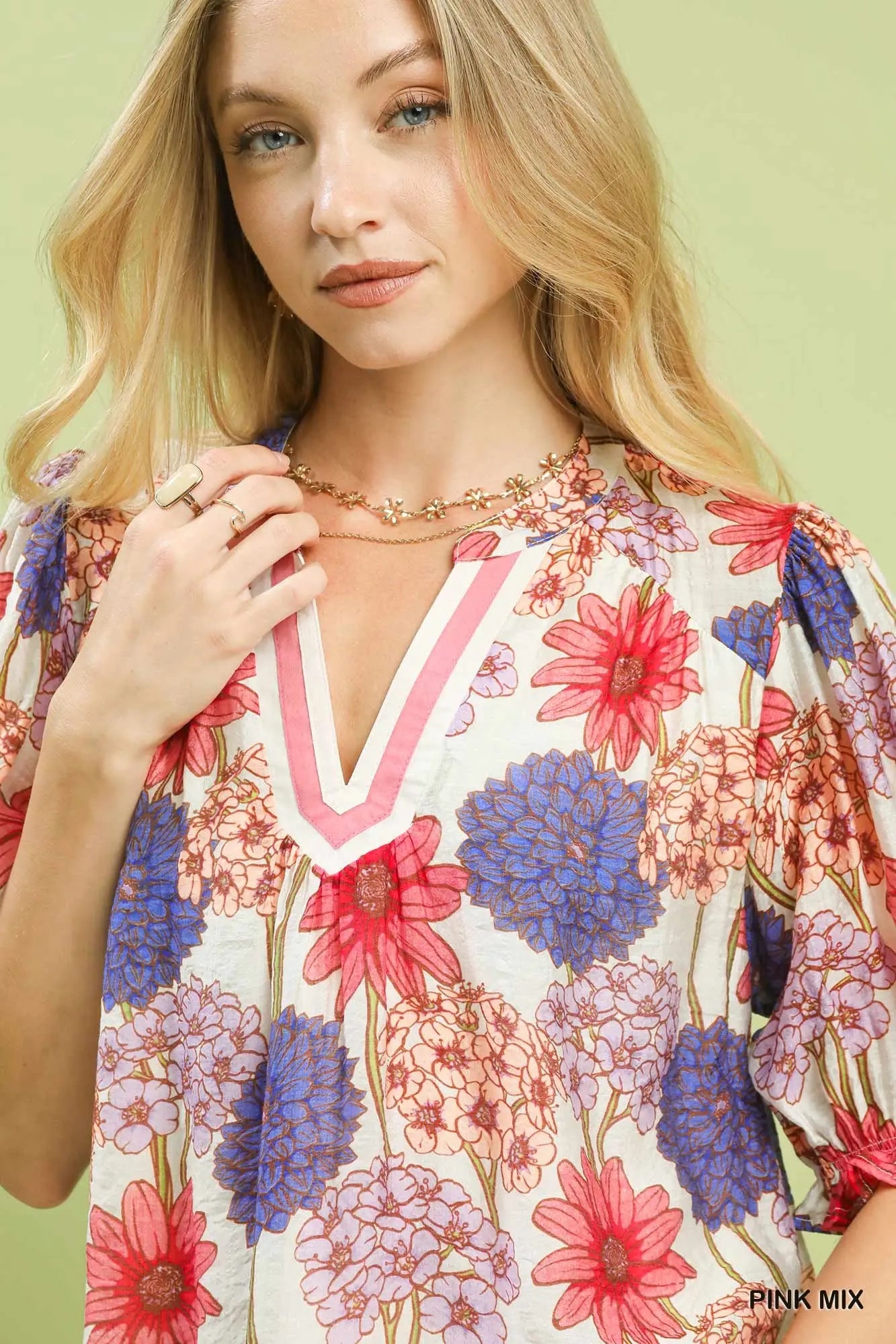 Floral Print Puff Sleeve Top