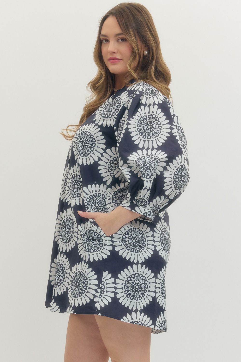 Navy Medallion Mini Dress