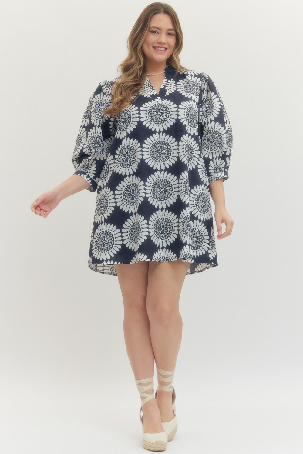 Navy Medallion Mini Dress