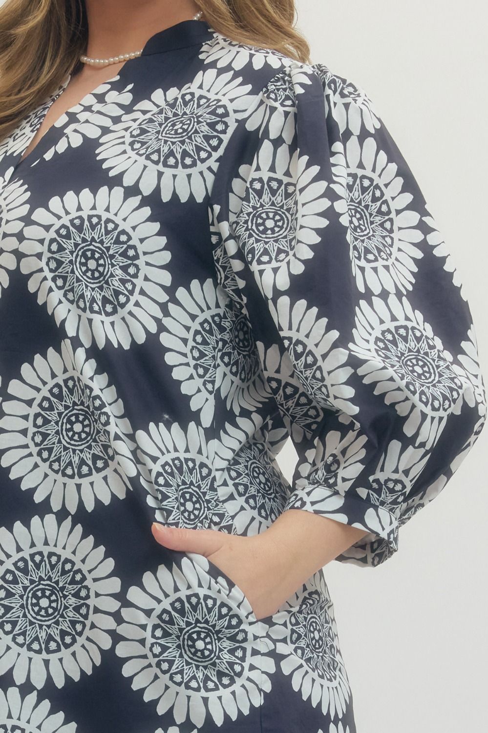 Navy Medallion Mini Dress
