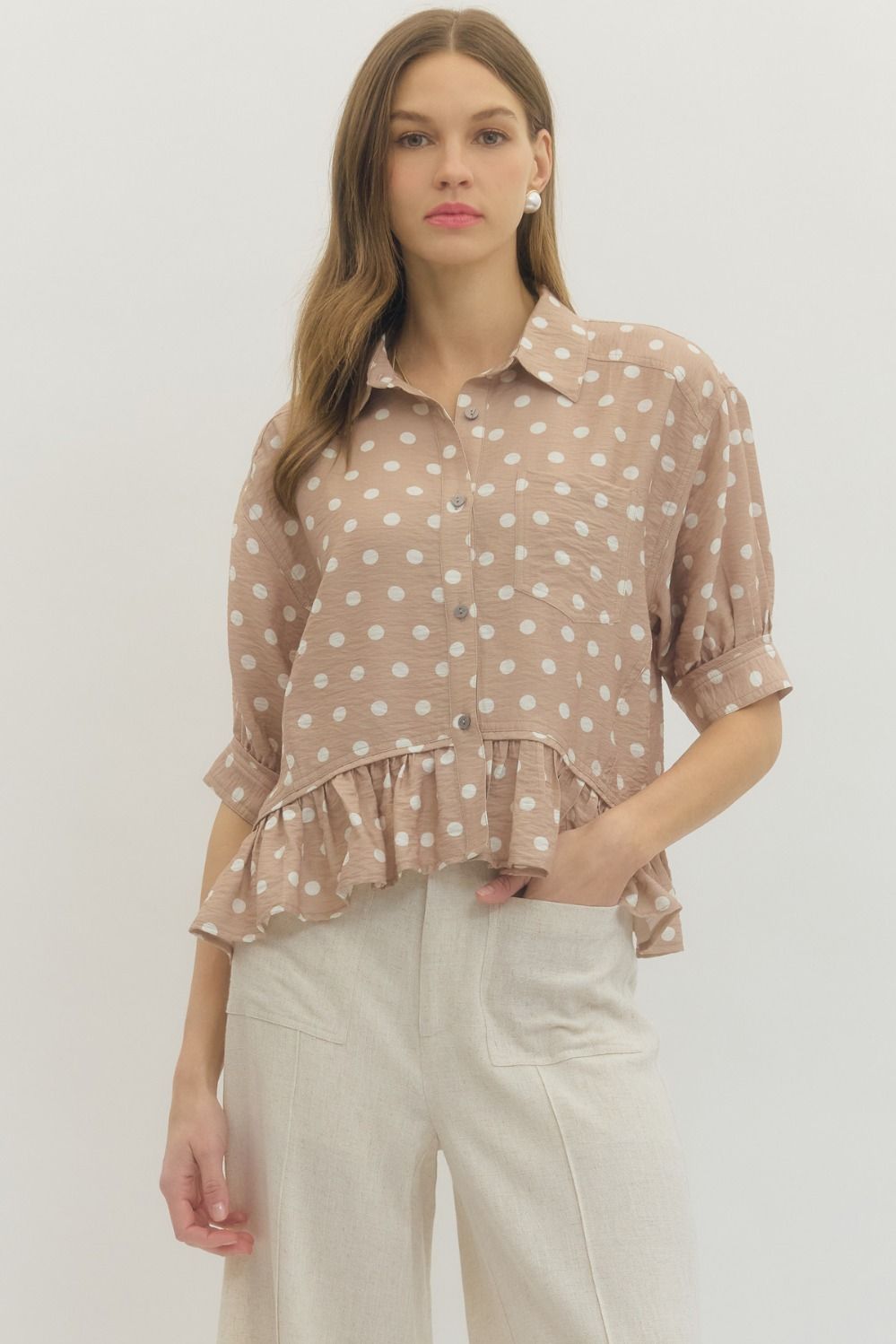 Polka Dot Short Sleeve Top
