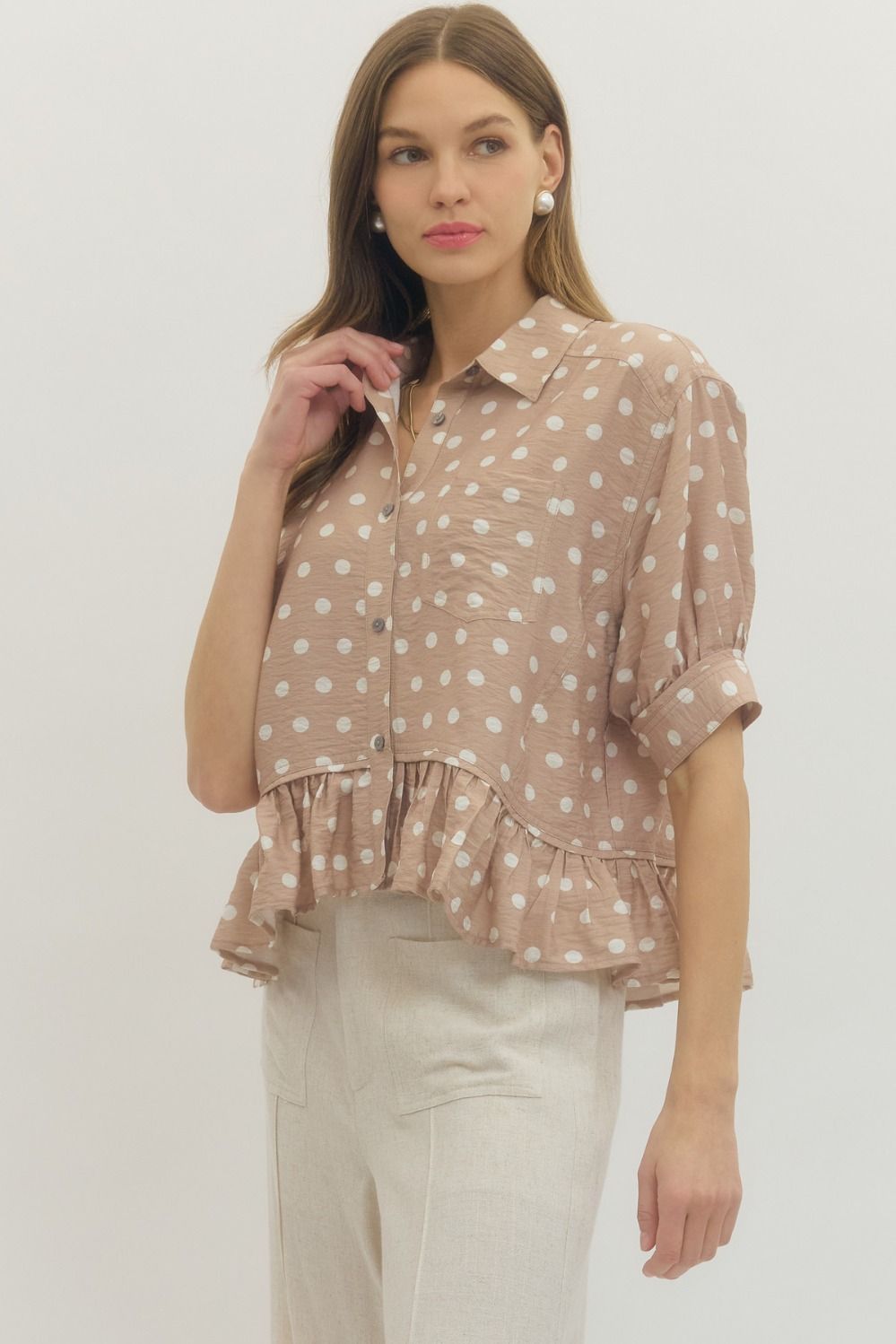 Polka Dot Short Sleeve Top