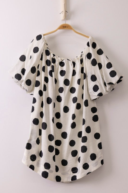 Polka Dot Woven Mini Dress