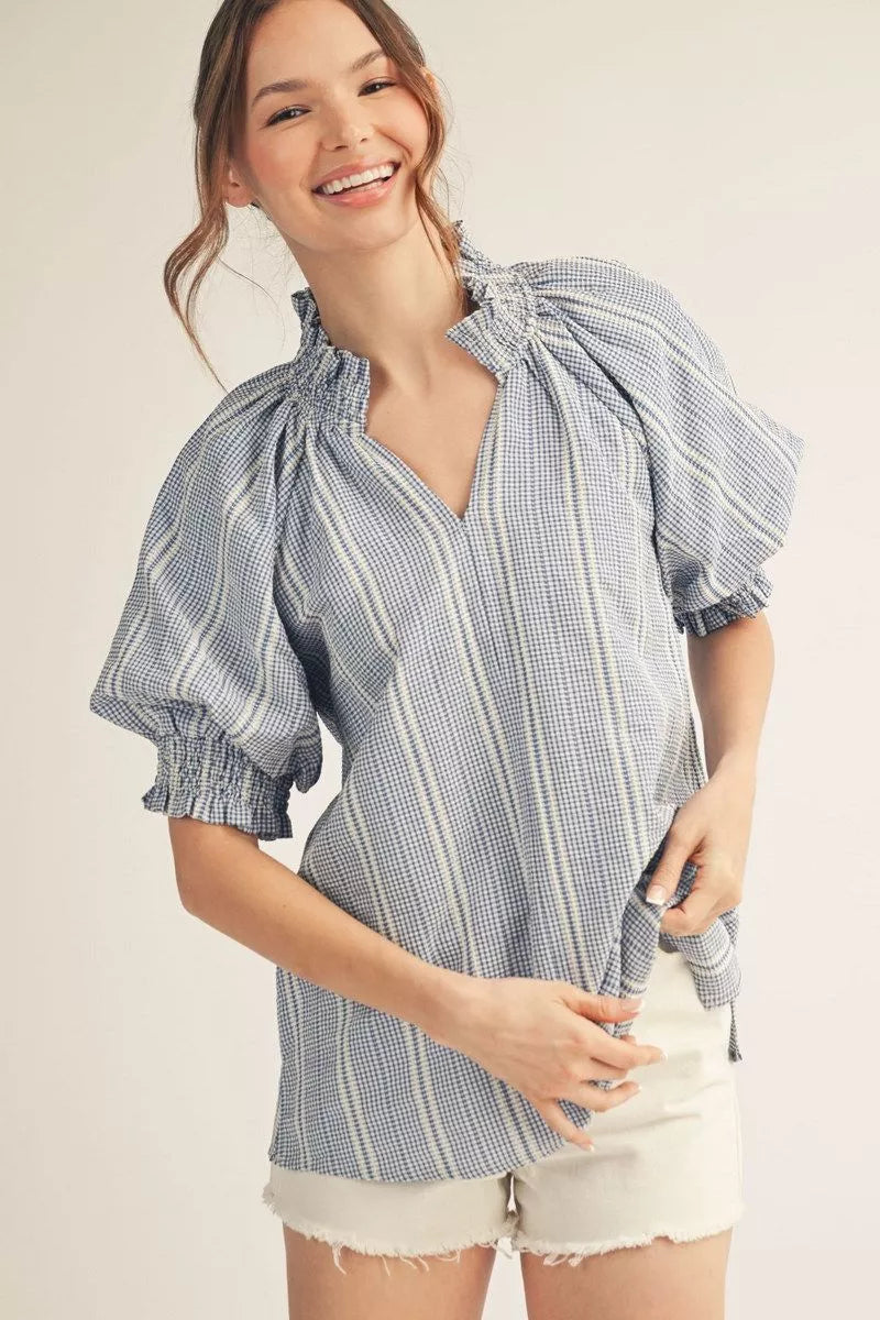 Puff Sleeve Striped Top