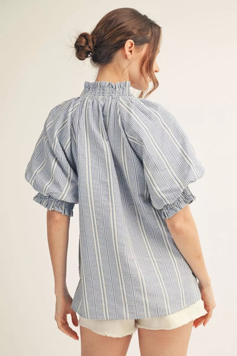 Puff Sleeve Striped Top
